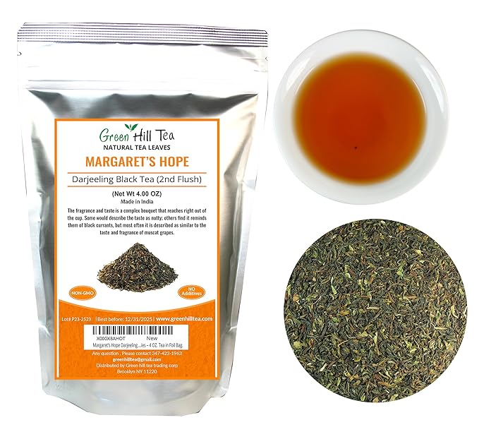 Greenhilltea - Darjeeling Margaret's Hope (TGFOP) Second Flush - Premium Loose Leaves Black Tea From Himalayas- Medium Caffeine-Mellow and aromatic with muscatel notes – 4 OZ. Tea in Foil Bag.