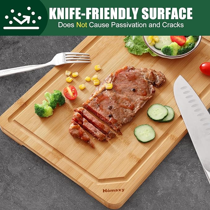 Homaxy Extra Large Organic Bamboo Cutting Boards for Kitchen, 24"x18" Wooden 3XL Cutting Board with Juice Groove and Handles, Charcuterie Butcher Block Wood Serving & Chopping Board - Pre Oiled