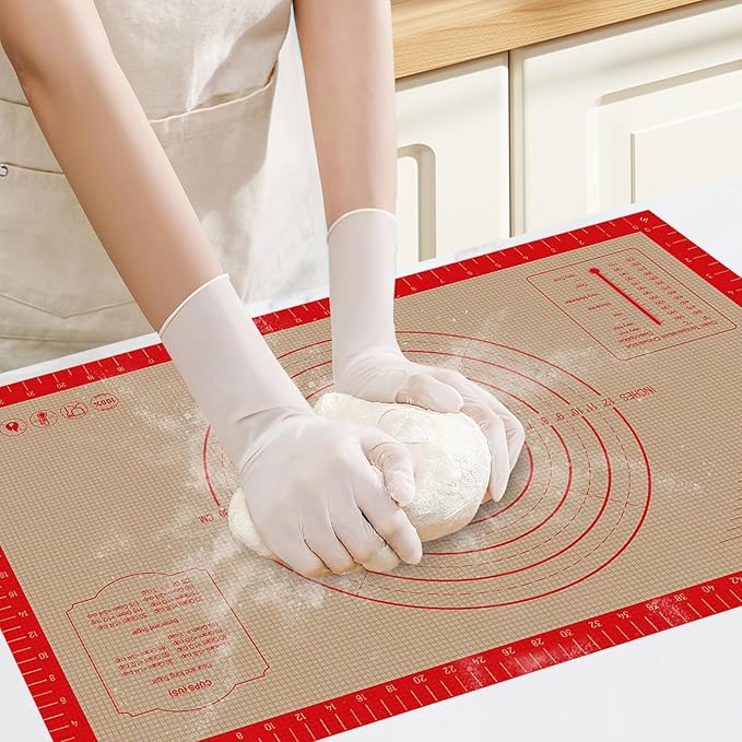 Silicone Pastry Mat - 26"x16" Non Slip Baking Mat with Measurements, Extra Large Dough Mats for Counter, Ideal for Rolling Dough, Fondant, Pizza, Pie, Cookies