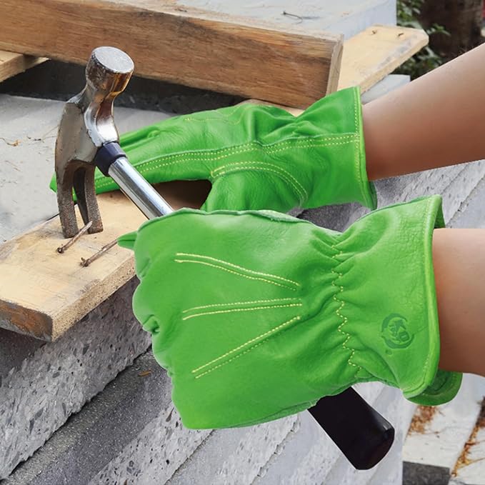 Leather Work Gloves for Men & Women, Reinforced Durable Gardening Gloves,Cowhide Work Gloves,Puncture & Cut Resistant