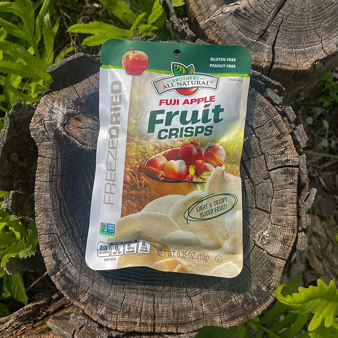 Brothers All Natural Freeze Dried Fruit Crisps, Fuji Apple & Cinnamon, 0.35 Oz (Pack of 24), Made with 100% Fruit, Gluten Free, Soy Free, Vegan, Heathy Snack, Lunch Box Ready
