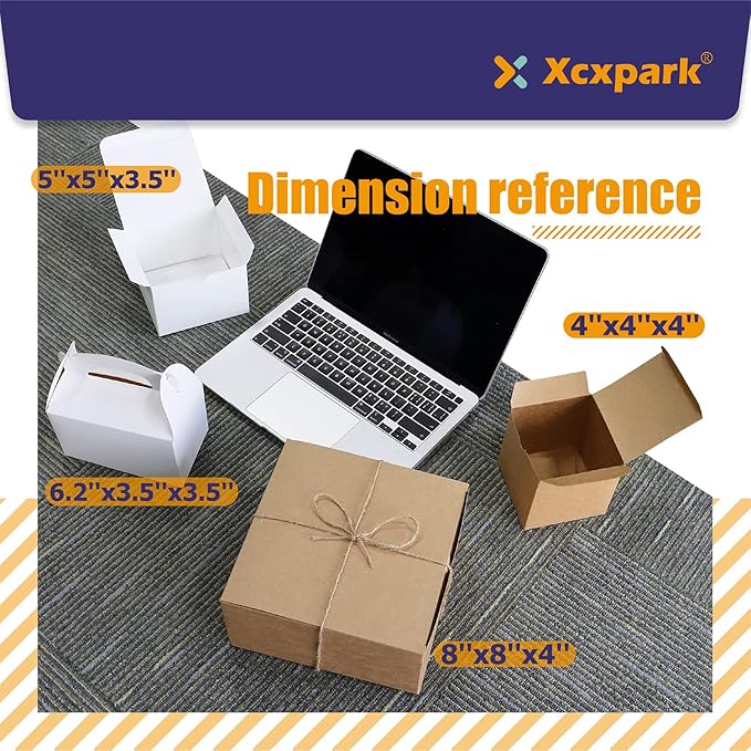 Xxcxpark 30 PCS White Gift Boxes 5x5x3.5 Inches, Decorative Party Favor Kraft Paper Gift Packaging Box with Lid for DIY Crafting, Cube, Cupcake, Kraft Present Boxes for Birthday, Wedding