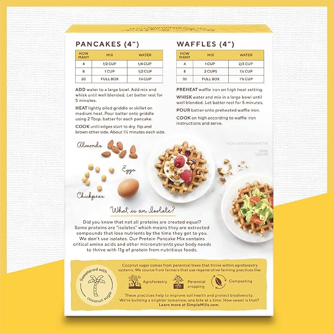 Simple Mills Just Add Water Almond Flour Pancake Mix, Original Protein - Gluten Free, Plant Based, Paleo Friendly, Breakfast, 10.4 Ounce (Pack of 3)