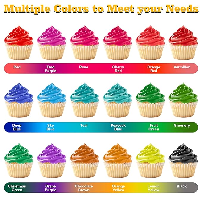 Food Coloring Powder, 18 Colors Powder Food Coloring for Baking, Powdered Edible Food Dye for Cookies, Fondant, Cake Decorating - 4g/Bottle