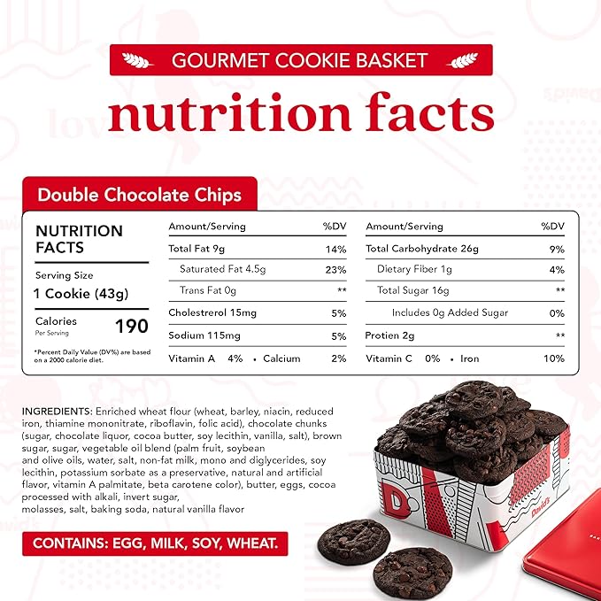 David's Cookies 2lbs Double Chocolate Chunk Fresh Baked Cookies - Handmade and Gourmet Cookies - Delectable and Made with Premium Ingredients - Cookie Gift Basket - Great Gift For All Occasions