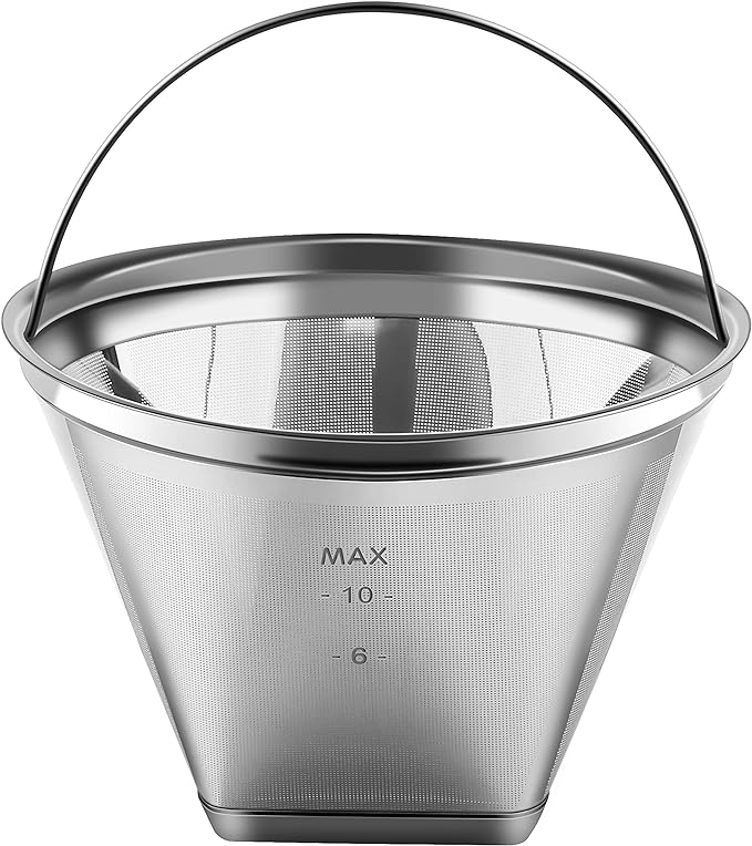 Reusable #4 Cone Shape Coffee Filter Permanent 6-10 Cup Stainless Steel Coffee Filter for Cuisinart Maker Ninja Coffee Bar Brewer -BPA Free
