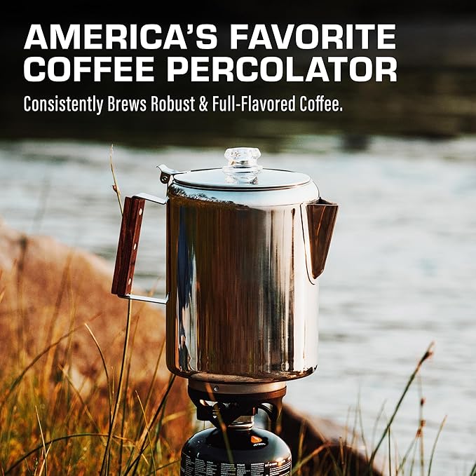 COLETTI Bozeman Percolator Coffee Pot — Camping Coffee Pot, Camping Coffee Makers – America’s Favorite Percolator – NO Aluminum or Plastic [12 cup]