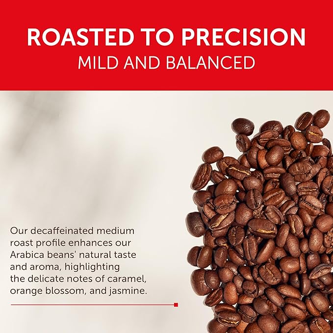 Illy Whole Bean Coffee, Decaffeinated - Medium Roast - Mild & Balanced - 100% Arabica - Whole Beans - Pressurized Packaging Sealed for Freshness - 8.8oz can (Pack of 12)