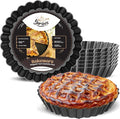 4 Inch Round Tart Pan 8 Pieces, False Bottom Pie Pan, Deep Fluted Tart and Quiche Pan with Removable Bottom - Non-Stick Tart Pan
