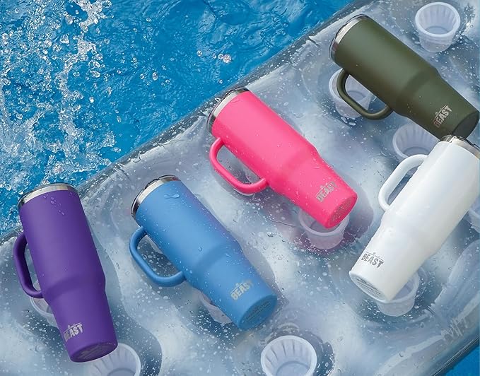 Beast 50 oz Tumbler Stainless Steel Vacuum Insulated Coffee Ice Cup Double Wall Travel Flask (Cupcake Pink)