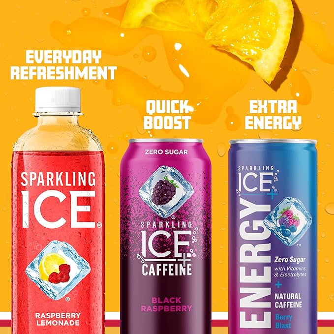 Sparkling Ice, Raspberry Lemonade Sparkling Water, Zero Sugar Flavored Water, with Vitamins and Antioxidants, Low Calorie Beverage, 17 fl oz Bottles (Pack of 12)