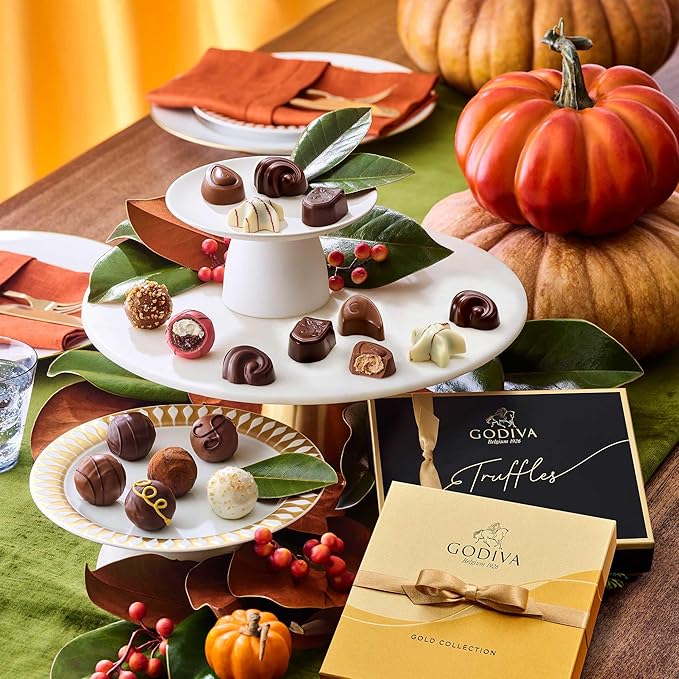 Godiva Chocolatier Signature Assorted Chocolate Truffles Gift Box – Gourmet Milk, Dark & White Chocolates – 12-Piece Gold-Ribboned Chocolate Gift Box for Birthdays, Anniversaries, Congratulations