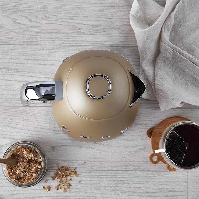 SMEG 50's Retro Style 7 Cup Electric Water Kettle with Automatic Shutoff, Removable Base, and Water Indicator, KLF03CHMUS, Matte Campagne