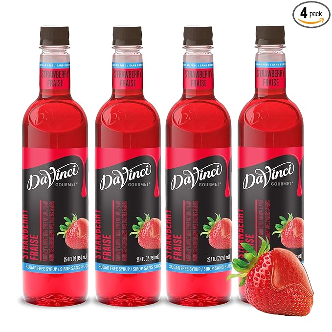 DaVinci Gourmet Sugar-Free Strawberry Syrup, 25.4 Ounce (Pack of 4)
