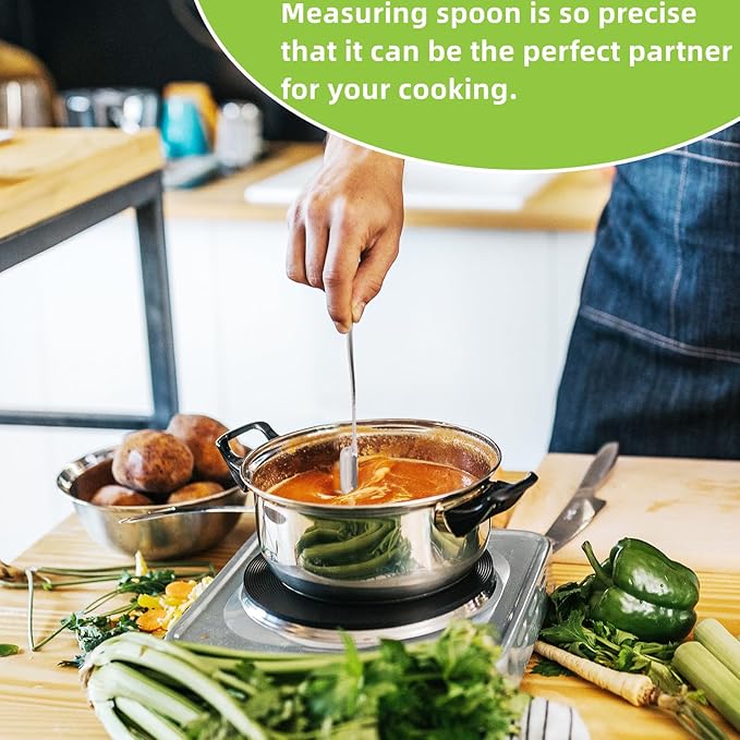 2 Pcs 1 Teaspoon(5 mL | 1 Tsp | 1/3 Tbsp | 5 cc | 1/6 oz) Stainless Steel Single Measuring Spoon, Long Handle Metal Measuring Spoon, Kitchen Gadgets for Cooking & Baking
