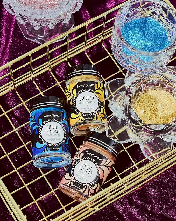 Sweet Spell Edible Glitter (15g) - Shimmer Sparkles for Drinks, Cakes, Cocktails - 100% Edible & Food Grade Glitter, Vegan, Gluten-Free (Blue)