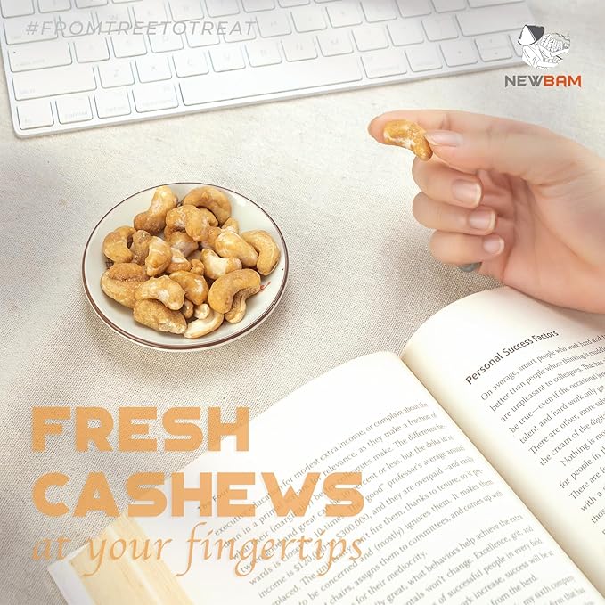NEWBAM Sea Salt Caramel Cashews Individual Packs - 12 Cashew Snack Packs Roasted Nuts (1.5oz Each) – Keto, Vegan, Gluten-Free - Healthy Snacks for Trail Mix, Office, or Party - Lightly Salted, Sweet Tasty