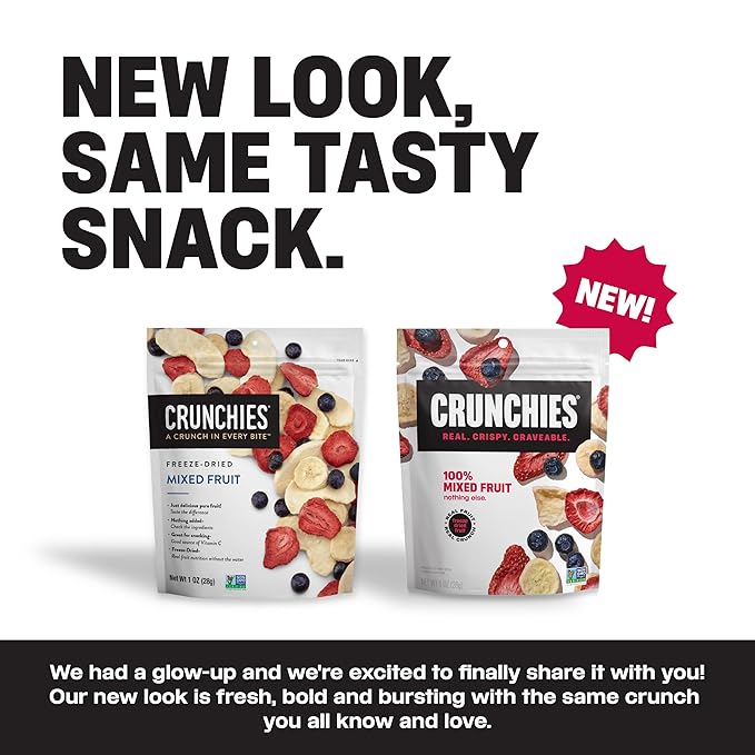 Crunchies Freeze-Dried Fruits, 100% All Natural Crispy Fruit, Non GMO and Kosher, Resealable Freeze Dried Fruit Snack Packs, Pack of 6 (Mixed Fruit)