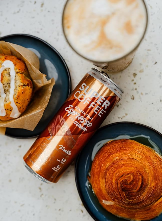SUPER COFFEE Espresso, Iced Keto Coffee (0g Added Sugar, 90 Calories) [Vanilla] 11 Fl Oz, 12 Pack | Smart Coffee Drink - SoyFree GlutenFree
