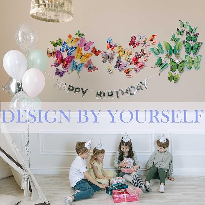 Butterfly Wall Decor 24/48 PCS, 3D Butterflies Stickers for Party Decorations with Magnets (Circl, 24)