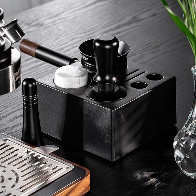 IKAPE 58.35mm Espresso Tamper, Spring-loaded Calibrated Tamper with Titanium Ripple Plating Base, Compatible with Over 58MM Espresso Bottomless Portafilter