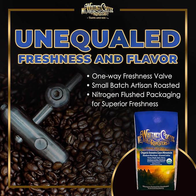 Mt. Whitney Organic Gayo Mountain Sumatra, Medium Dark Roast Coffee (Ground, 2 Lb)