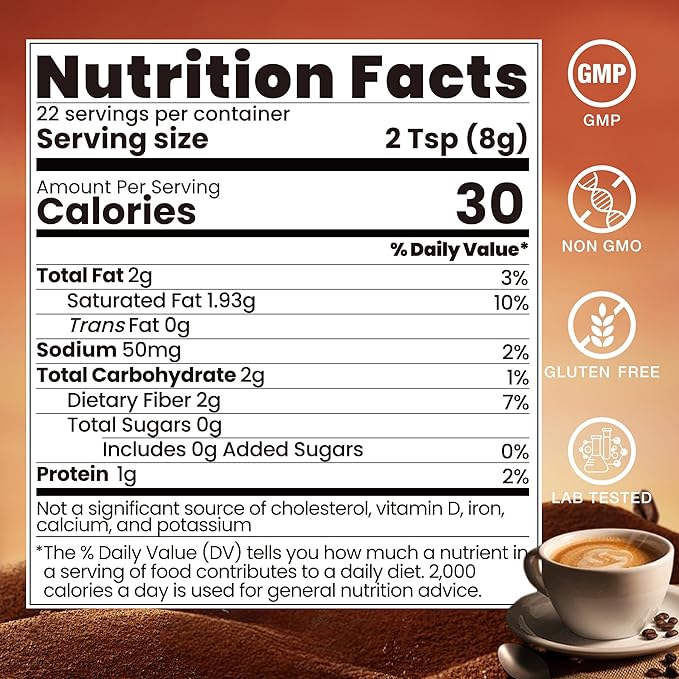 10 IN 1 Mushroom Mocha Coffee Blend, Sugar Free, Coconut, Cocoa Powder with Lion’s Mane, Chaga, Reishi, Cordyceps | Supports Focus, Immunity & Gut Health| Vegan, Gluten-Free, Non-GMO | 6.35Oz