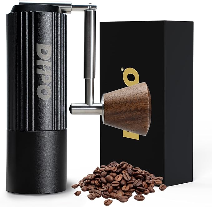 DHPO Sky-Two Manual Coffee Grinder With 7 Axis Stainless Steel Conical Burr Mill, Portable Hand Coffee Grinder With Foldable Handle For Espresso, Drip, French Press, Camping, Travel, Home, Black