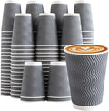 Coffee Cups 12 oz 120 Pack, Corrugated Insulated Ripple Wall Disposable Paper Coffee Cups 12oz, To Go for Hot Beverage or Cold Drinks Office/Home/Cafe/Party/Travel (Gray)