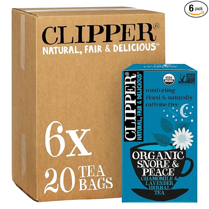 Clipper Tea Snore and Peace Chamomile & Lavender Herbal Tea – Caffeine Free, USDA Organic, Great Hot or Iced – Comfortingly Floral, Natural, Fair & Delicious – 120 Tea Bags