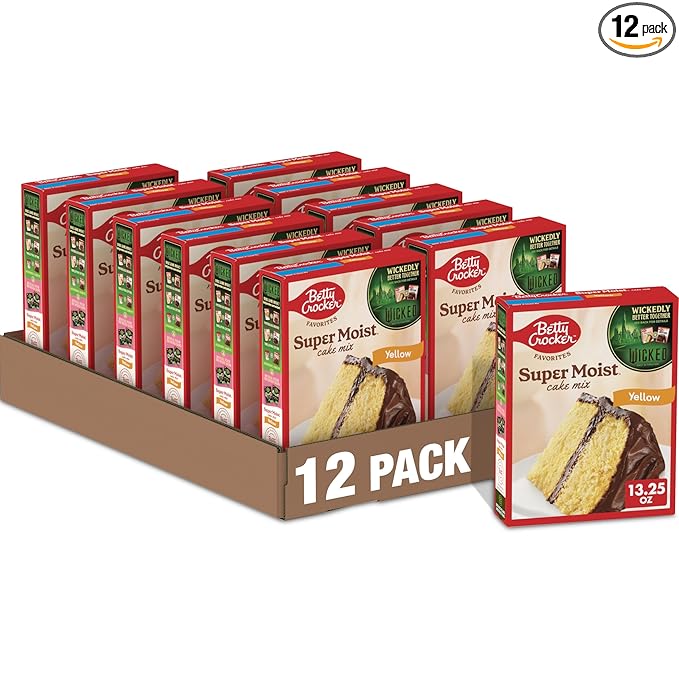Betty Crocker Favorites Super Moist Yellow Cake Mix, Holiday Baking, 13.25 oz (Pack of 12)