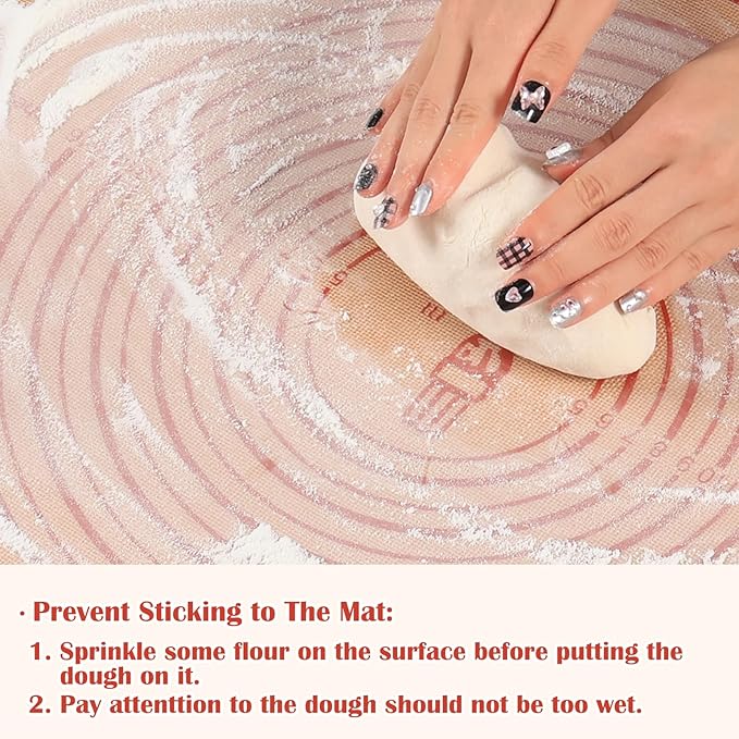 Non-slip Silicone Pastry Mat Extra Large with Measurements 28''By 20'' for Silicone Baking Mat, Counter, Dough Rolling, Oven Liner,Fondant/Pie Crust By Folksy Super Kitchen Red