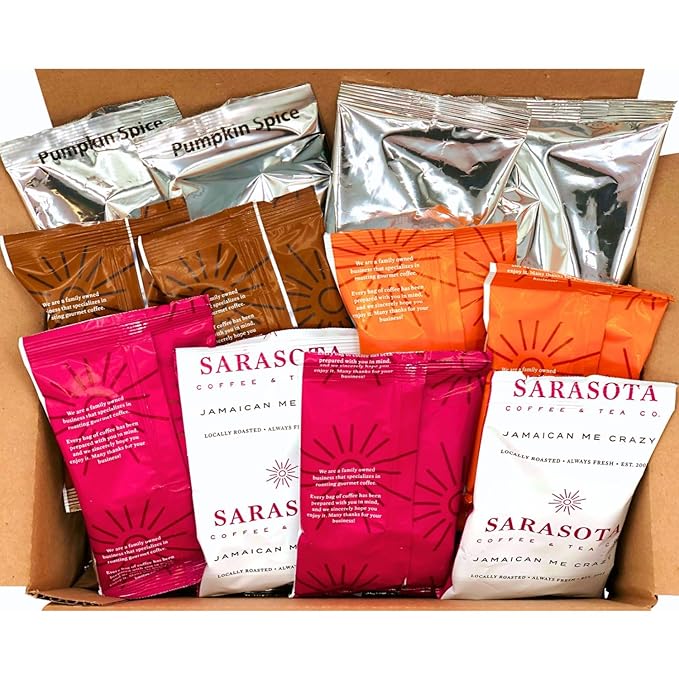Ground Coffee | Gift Set Sampler Pack Variety Flavored Medium Roast Low Acid Mold Free Pouches | Gourmet Bulk Packets | Highest Rated Individual Premeasured Powder Bags for 12 Cup Drip Maker