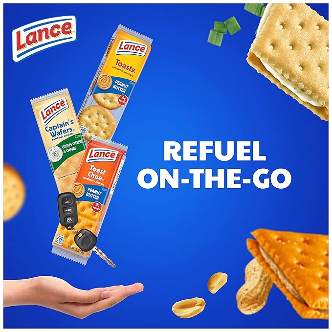 Lance Sandwich Crackers, Variety Pack, 3 Flavors, 10 Individually Wrapped Packs, 6 Sandwiches Each