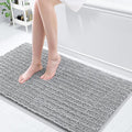 Arotive Luxury Chenille Bathroom Rug Mat, Extra Soft Thick Absorbent Shaggy Bath Rugs, Non-Slip Machine Wash Dry, Plush Bath Mats for Bathroom, Shower and Tub, 47x24, Light Grey