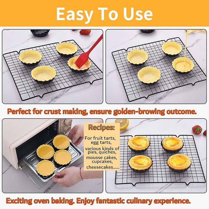 DATANYA 12Pack Mini Tart Pans Removable Botttom 3 Inch Tart Pan, Round Nonstick Carbon Steel Fluted Quiche Pie Tart Pan for Baking Pies, Quiches, Tartlets, Tart Shells, Cupcakes, Desserts