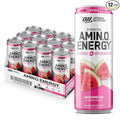 Optimum Nutrition Amino Energy Sparkling Hydration Drink, Electrolytes, Caffeine, Amino Acids, BCAAs, Sugar Free, Watermelon, 12 Fl Oz, 12 Pack (Packaging May Vary)