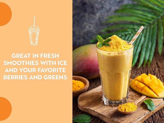 Ancient Roots Mango Fruit Powder - All-Natural Fruit Powder, Filled with Antioxidants, No Sugar Added, Indian Mango, Tropical Smoothie Mix - 3.5 ounces (25 Servings)