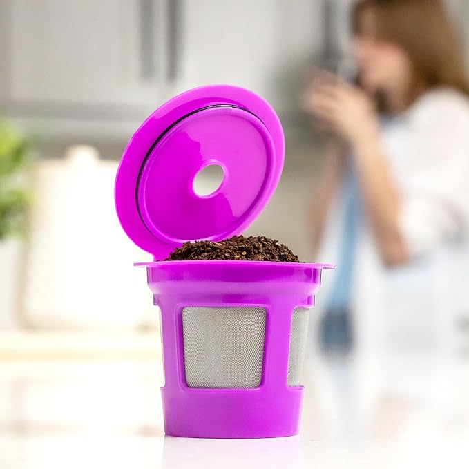 Perfect Pod 1-Stream Cafe Save Reusable K Cup Pod Coffee Filters - Refillable Coffee Pod Capsules with Built-In, Integrated Mesh Strainer for use with Keurig & Select Single Cup Coffee Makers, 4-Pack