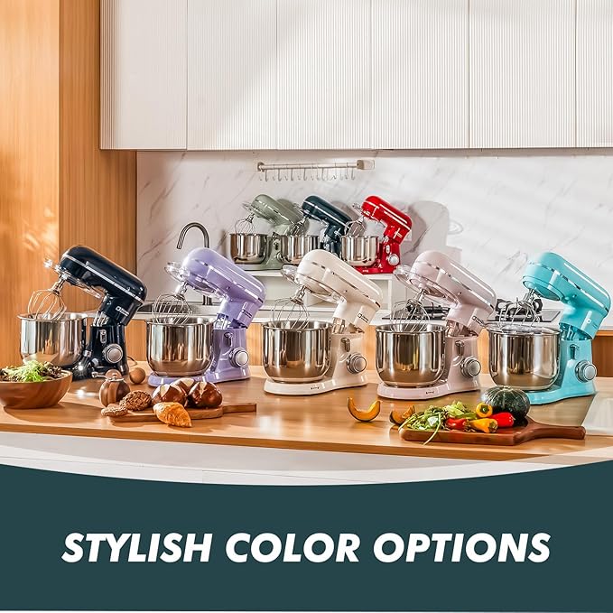 Kitchen in the Box Stand Mixer, 3.5 QT Small Electric Kitchen Mixer, 10-Speed Portable Lightweight Food Mixer with Stainless Steel Bowl, Egg Whisk, Dough Hook, Beater (Dark Green)