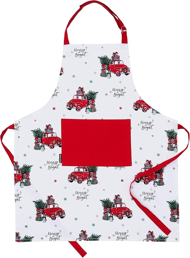 AMOUR INFINI Cotton Womens Apron for Kitchen, Grilling, Baking with Pockets & Adjustable Strap Washable, Reusable Spring Apron (27.5 x 33 Inches)