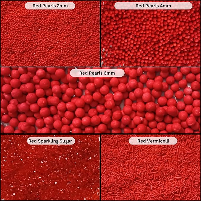 Confect Red Sprinkles Mix – Valentine’s Day, Birthday Cake & Cupcake Decoration – Includes Dragees, Jimmies & Sparkling Sugar –Edible Dessert Topping-Vegan, Gluten-Free, Nut-Free, Soy-Free, Dairy-Free, Palm Oil-Free- 5 Oz