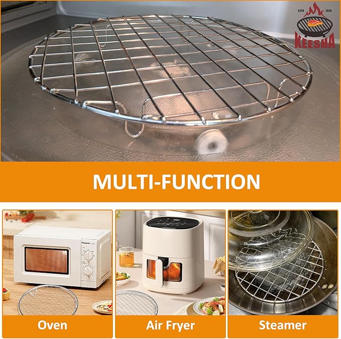 KEESHA 8.3 Inch Cooling Rack - 304 Stainless Steel Dish Rack for Cooking and Baking - Premium Steamer Rack, Canning Rack - Stackable Cake Cooling Rack
