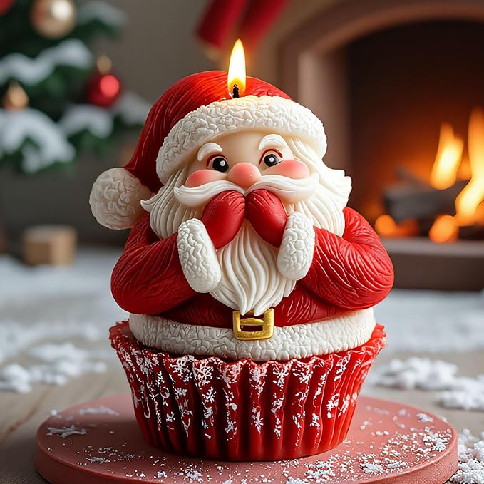 Santa Claus Cylinder Molds Silicone Wave Spiral Candle Mold - Silicone Resin Casting Molds for Candle & Resin & Soap Craft Supplies