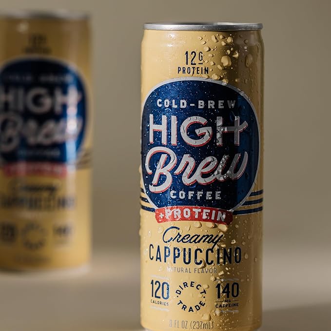 High Brew Coffee, Cold Brew Coffee, Creamy Cappucino, Plus 12g Protein, 8 Fl Oz, Ready-To-Drink (Pack of 12)