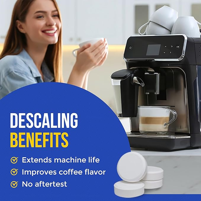 Coffee Machine Descaler Cleaner Tablets 24-Pack | For Keurig, Nespresso, Breville, De Longhi, Miele, Ninja, Braun | Clean & Descale Coffee Pot & Espresso Maker -Cleaning & Descaling Solution Tabs