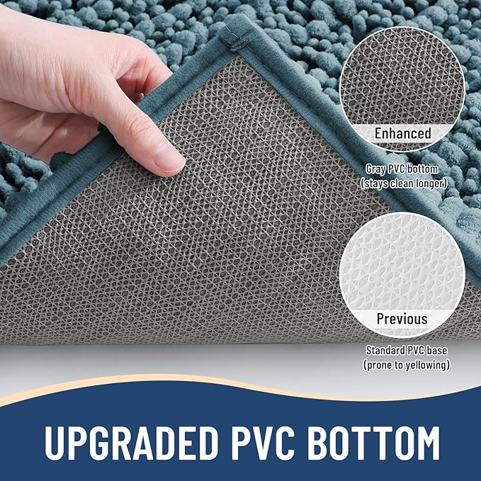 Arotive Luxury Chenille Bathroom Rug Mat, Extra Soft Thick Absorbent Shaggy Bath Rugs, Non-Slip Machine Wash Dry, Plush Bath Mats for Bathroom, Shower and Tub, 36x24, Smoky Gray