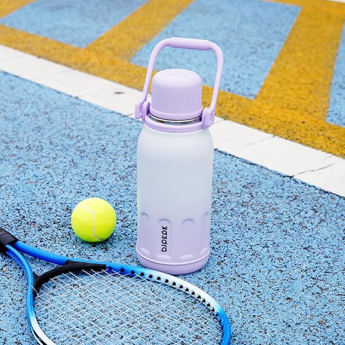 BJPKPK Insulated Thermos 40oz Water Bottle with Lid and Carry Handle Double Wall Stainless Steel Water Bottles for Sports,Beige