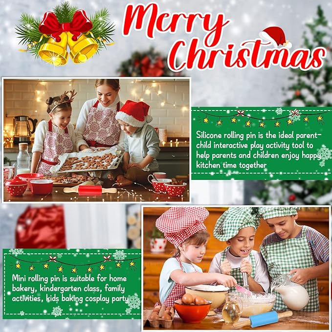 10 Pcs Small Rolling Pin Kids 9 Inch Mini Rolling Pin Silicone Wooden Cooking Pins Baking 5 Colors Non Stick Kids with Wooden Handle for Kitchen Dough Cookie Pastry Fondant Cake