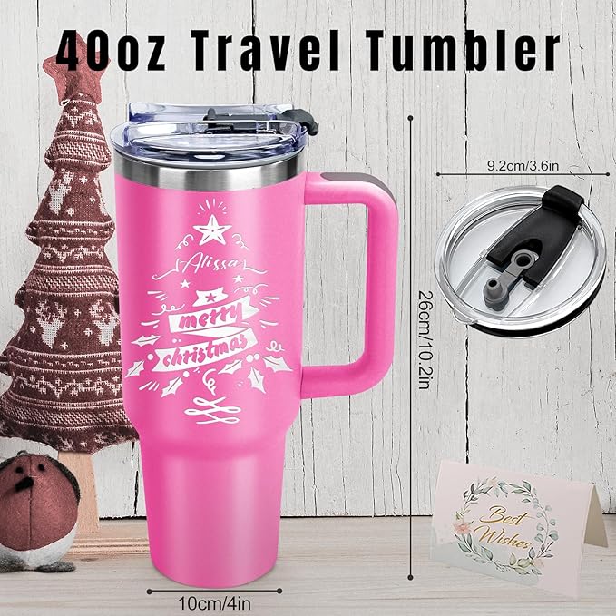 Personalized Tumblers with Engraved Name, Personalized Birthday Gifts for Men Women, Custom 40oz Stainless Steel Coffee Tumbler with Lids and Straws, Custom Travel Cup (40oz Engraved Tumbler)